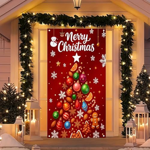 BlissYard Door Cover Christmas Pine Tree 35x71 Inch Polyester - Image 2
