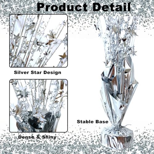 12 Pcs Metallic Foil Spray Centerpiece Party Star Table Decoration Brust Glitter Table Topper Decor for Birthday Graduation Holiday Christmas Dining Celebration New Year Party Supplies,Silver - Image 6