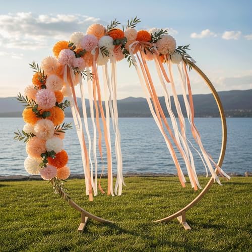 PapaKit Party Tissue Pom Pom Paper Flower Set, for Birthday Party Baby Shower Wedding Engagement Bachelorette Event Decoration ( Bright Orange Bloom, 20 Piece Set) - Image 7