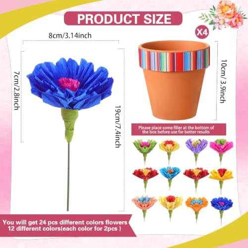 24 Pcs Mexican Party Decorations Fiesta Centerpieces, Clay Pot - Image 2
