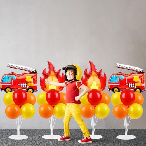 Naozinebi 4 Sets Fire Truck Birthday Party Balloons Stand Kit Party Decor - Image 6