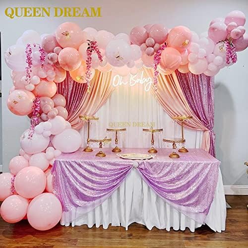 Sequin Backdrop Curtain Drapes 6 Packs 2x8FT Light Purple Photo Backdrop - Image 3