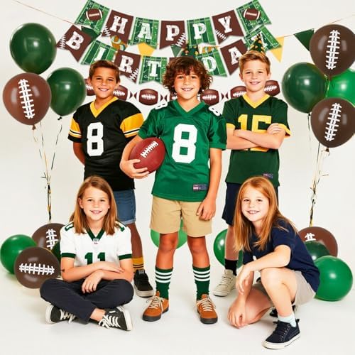 Football Birthday Party Decorations Includes Plates, Napkins, Cups, Banner, Balloons, Touchdown Tablecloth for Football Birthday & Tailgate Party Decorations, Serves 24 - Image 5