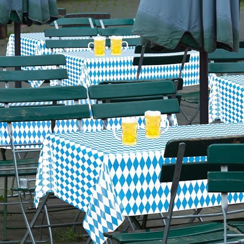 12 Pack Oktoberfest Tablecloths Bulk 54 x 108 Inch Plastic Bavarian Style - Image 4