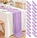20 Pack Lilac Purple Lavender Cheesecloth Table Runner, 17x108 Inch Semi Sheer Boho Gauze Cheese Cloth Fabric Table Runners for Wedding Party Baby Shower Birthday Garden Farmhouse Table Decor by Yemosa