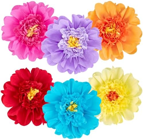 SUNBEAUTY Large Paper Flowers Giant Fiesta Tissue Paper Flowers Decorations for Wall 12 Inch Colorful Mexican Flowers for Summer Birthday Wedding Backdrop Bridal Shower Tropical Luau Carnival Party by SUNBEAUTY