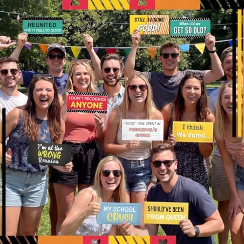 Beeveer 24 Designs Class Reunion Photo Booth Props, Double Sided PVC Signs - Image 5