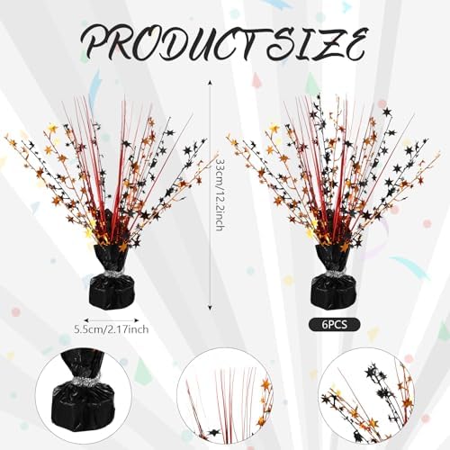 Crowye 6 Pcs Black Orange Metallic Foil Spray Centerpieces Wedding Decor - Image 3