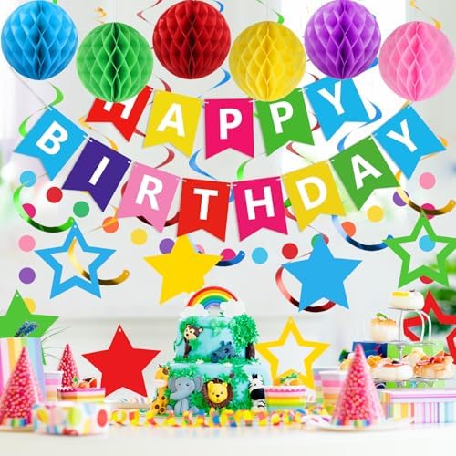 meowtastic Birthday Decorations Happy Birthday Banner with Honeycomb Balls - Image 2