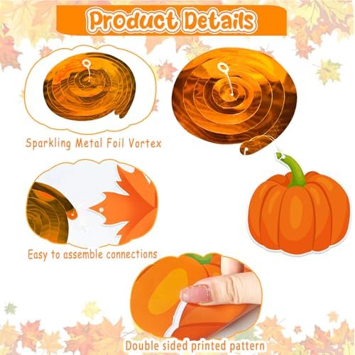 36pcs Thanksgiving Fall Pumpkin Maple Leaf Hanging Swirls Decorations,Autumn Fall Thanksgiving Hanging Swirls Streamers Ceiling Swirl for Fall Home Classroom Harvest Party Decorations - Image 4