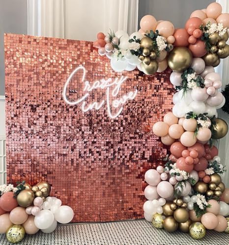 Shimmer Wall Backdrop Rose Gold 24Pcs Sequin Panels Decoration - Image 3