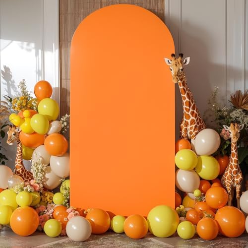 7.2 ft Arch Backdrop Cover Orange - Double-Sided Spandex Arch Covers Stretchy Backdrop for Balloon Arches Birthday Party Baby Shower Banquet Wedding Photo Background - Image 6