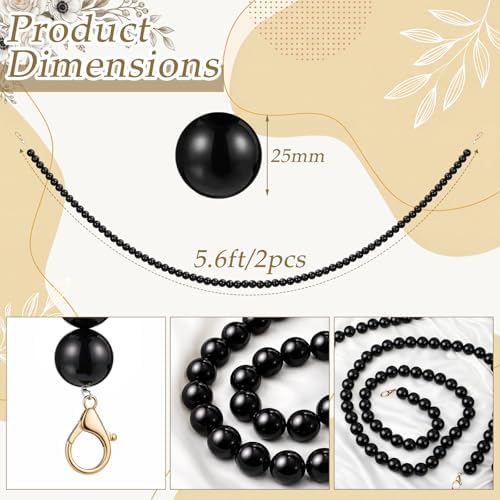 Canlierr 2 Pcs 5.6 ft Halloween Black Ball Garland Mantle Decorations 25mm - Image 2