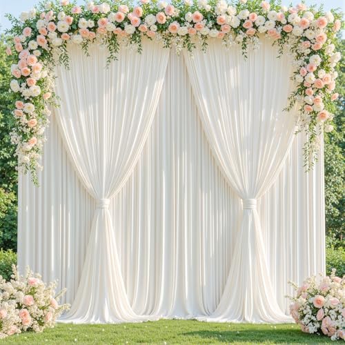 20x10ft Cream Backdrop Curtain Panels for Parties - Wrinkle Free Polyester Photo Curtain Backdrop Wedding Back Drop Fabric Drapes for Party Decorations Background for Photography by WishCare