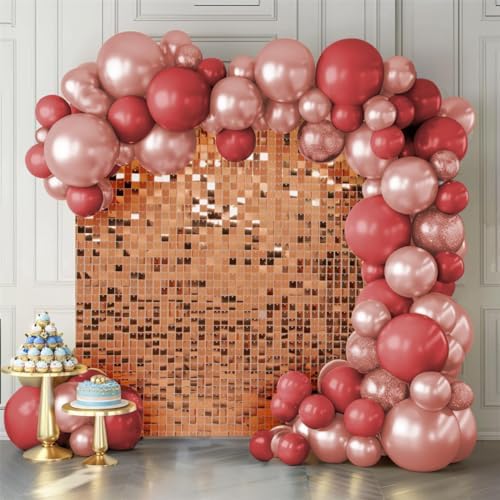 Shimmer Wall Backdrop Rose Gold 24Pcs Sequin Panels Decoration by KateBackdropforPhotography