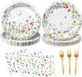 Floral Paper Plate and Napkin Set, Wildflower Party Decorations, Serves 25 by OuMuaMua