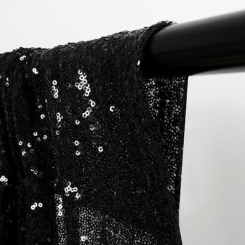 Poise3EHome Black Sequin Backdrop, 10Ft x 10Ft Glitter Photography Background Curtains, Sequence Drapes for Party Baby Shower Wedding Birthday Christmas Thanksgiving Halloween Decoration - Image 3