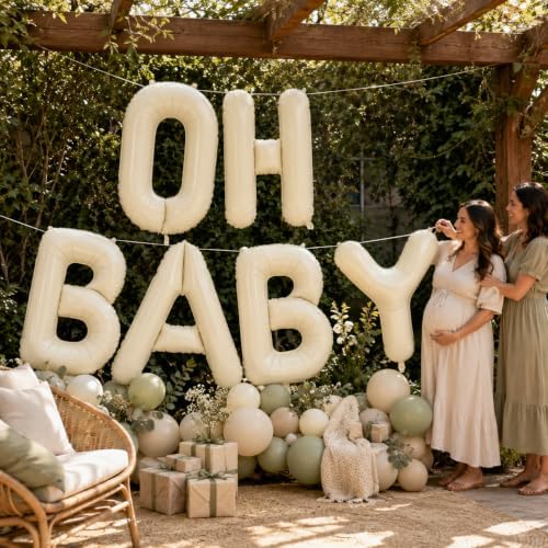 40 Inch Beige OH BABY Balloon Neutral Gender Reveal Baby Shower Decorations - Image 6
