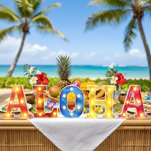 Hawaiian Aloha Luau Party Light up Sign Decorations - Image 2