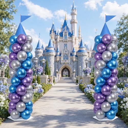 2 Set Blue Princess Castle Balloon Column Stand Kit Adjustable Decor - Image 6
