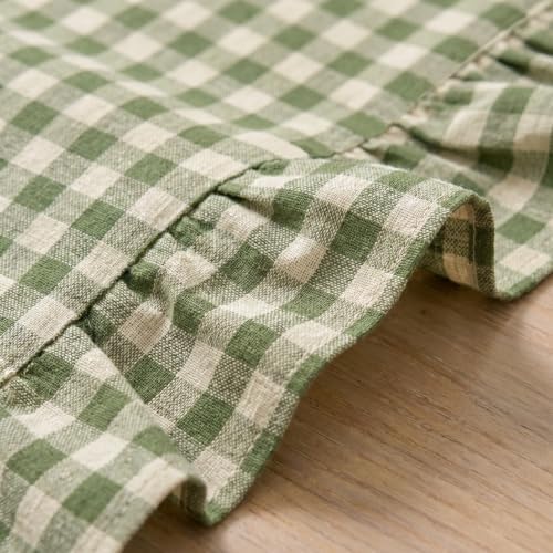 Artoid Mode Green Farmhouse Plaid Gingham Ruffle Table Runner, Seasonal Scalloped Spring Kitchen Dining Table Decoration for Home Party Decor 13x36 Inch - Image 5