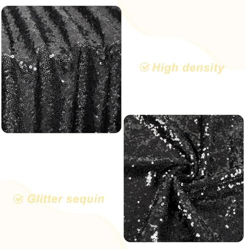 PartyDelight Black Sequin Backdrop Curtains 2x8ft 2 Panels - Image 2