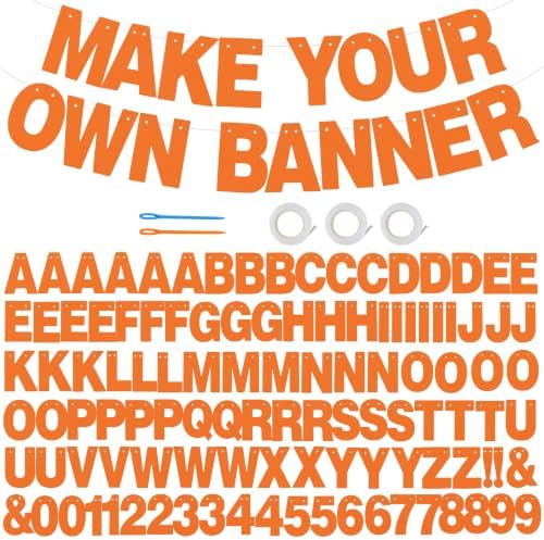 BEISHIDA 116 PCS A-Z DIY Letter Banner Kit Make Your Own Banner Including 111 Letters and Numbers 3 Rope and 2 Threading Device,Customized for Birthday Graduation Wedding Decor Matte Orange by Beishida