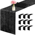 10 Packs 12 x 72 inches Sequin Table Runner, Black Glitter Table Runner for Birthday Party Supplies Wedding Engagement Baby Shower Holiday Celebration Event Decorations by Yblut