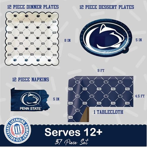 Penn State Party Supplies, Graduation Decorations, Plates & Napkins 37 Pcs - Image 2
