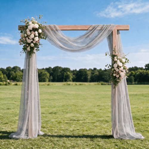 Artoid Mode Pearl Grey Gauze Table Runner 10FT Home Decor - Image 3