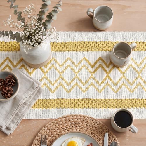 Artoid Mode Yellow Stripe Diamond Woven Table Runner 12x72 Inch - Image 3