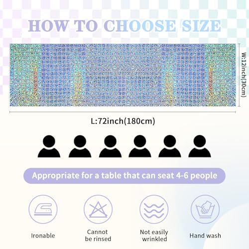 Laser Silver Sequin Table Runner 10 Packs 13 x 72 Inch Sparkly Sequin - Image 5