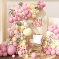 Pink and Yellow Balloon Arch Garland Kit 157pcs, Pastel Pink Light Pink Yellow Sand White Balloons Arch Kit for Birthday Baby Shower Bridal Shower Wedding Bee Bear Themed Party Decorations by PTGOLUO