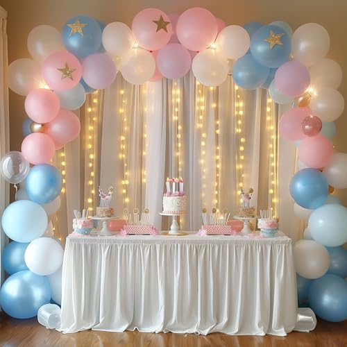Tulle Backdrop Curtains with Lights Sheer White Curtain Backdrop 10x10ft - Image 7