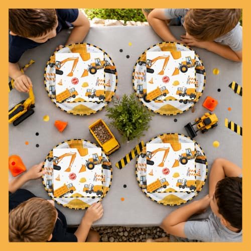 40 Pcs Construction Plates and Napkins Set, Large 9 Inch Party Plates - Image 6