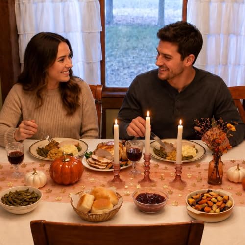 4Pcs Thanksgiving Table Runner Maple Acorns Gauze Fall Table Runner - Image 4