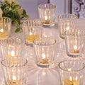 NITIME 24Pcs Vintage Ribbed Votive Candle Holders, Glass Candle Holder for Wedding Table Decor, Tea Lights Candle Holder for Table Centerpiece, Christmas, Holiday Decor by NITIME