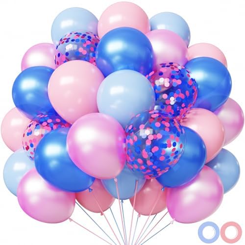 Hiquaty Pink and Blue Balloons,50pcs 12 Inch Gender Reveal Latex Balloons by Hiquaty