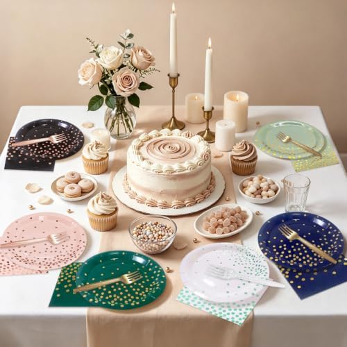 Serve 35 Guests Pink and Rose Gold Plates and Napkins Party Supplies - Image 5