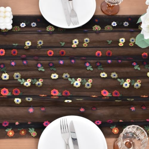 2 Pack Flower Table Runner Floral Daisy Fall Wedding Birthday Party Decor - Image 4