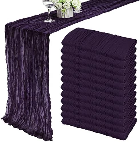 35x157 Inch Dark Purple Cheesecloth Table Runner Gothic Wedding Party Decor by Fivenl