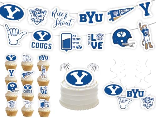 BYU Graduation Decorations Party Supplies Cougars Birthday Banner 42 Pc - Image 3
