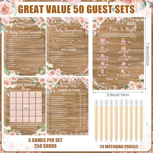 Patelai 321 Pcs Baby Shower Games Supplies, Flower - Image 5