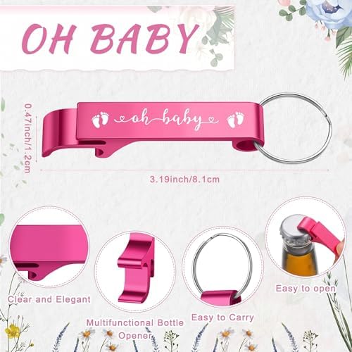 50 Sets Baby Shower Favors Shot Glasses Keychain Gifts, Bloom, Pink - Image 3