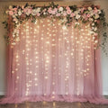 Fomcet Tulle Backdrop Curtains with Lights Dusty Rose 10x10ft Sheer Curtain by Fomcet