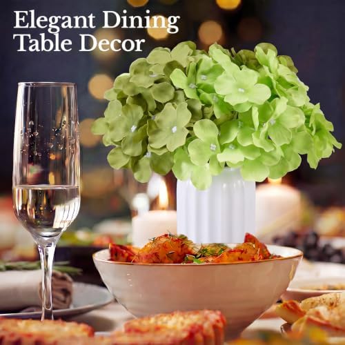 50PCS Green Mix Hydrangea Artificial Flowers with Stronger Bendable Stems - Image 6
