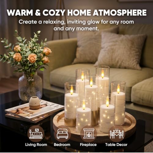 Raycare 7 Pack Flameless Battery Operated Pillar Candles with Remote Timer - Image 4