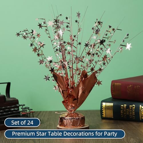 24 Pack Rose Gold Metallic Foil Spray Centerpiece Star Table Decoration Burst Table Centerpieces for Birthday New Year Wedding Anniversary Graduation Party Supply (Rose Gold) - Image 2