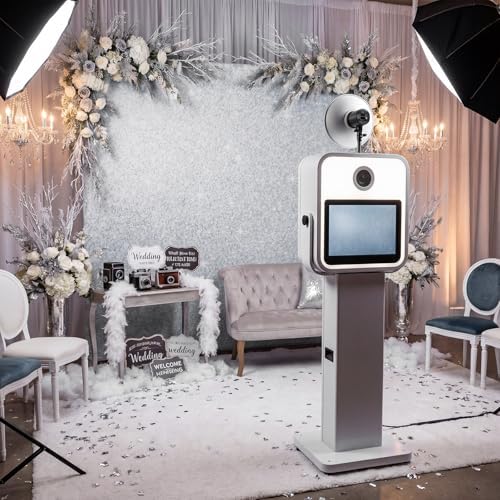 Oudain 7.6 x 7.6 ft Photo Booth Backdrop Sparkling Silver Tension Fabric Wedding Photo Booth Backdrop Double Sided Tension, Fabric Only, No Frame for Graduation Wedding Trade Show Event Photography - Image 5