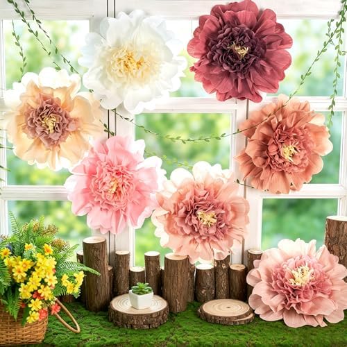 12Pcs Boho Large Paper Flowers 12'' Giant Paper Flower Decorations for Wall - Image 4